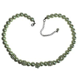 Faux Spring Green Pearl Necklace